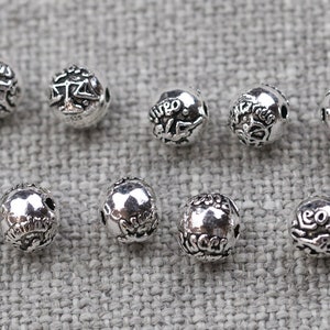 ZODIAC HOROSCOPES Sterling Silver 925 8mm Beads Charms - Horoscope Zodiac Signs -S3