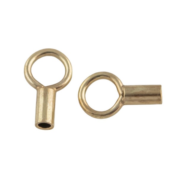 5 Pcs 1mm and 1.4mm ID 14K Gold Filled Crimp End Caps With Ring endcap