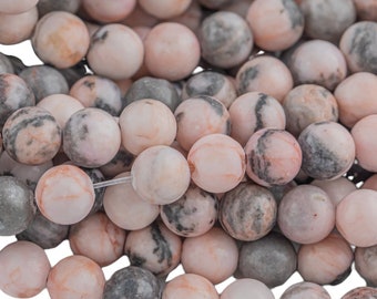 Perles de jaspe zèbre rose clair naturelles de qualité AAA en brins ronds, brins complets de 15,5 pouces, brins de pierres précieuses lisses de qualité AAA