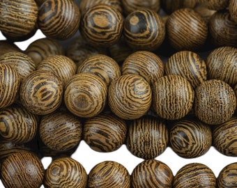 Natural Wenge Wood. 6mm or 8mm or 10mm Round-Full Strand 15.5 inch Strand Gemstone Beads