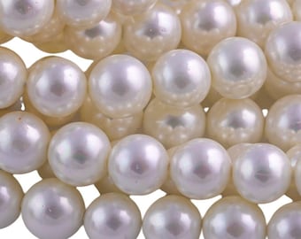 Natural Shell Pearls - Mother of pearl - Round- 6mm 8mm 10mm 12mm 14mm Gemstone Beads Shell Beads