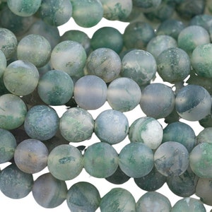 AAA Natural Matte Green Moss Agate Round Beads 4mm Round Beads 6mm Round Beads 8mm Round Beads Green Gemstone Spheres 15.5&quot; Strand