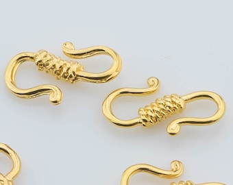 6 pcs 8x15mm 14K Gold  S Hook Clasp for Bracelet Necklace Jewelry Making Supply- 6 pcs per order