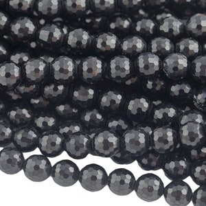 Natural Real Jet Beads Faceted 6mm 8mm 10mm 12mm Round Beads AAA Quality  Gemstones 16" Strand AAA Quality Gemstone Beads