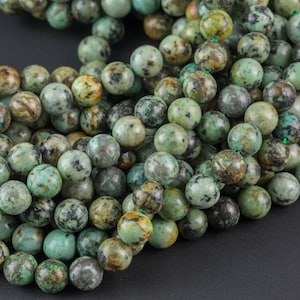 Natural African Turquoise Turquiose Round. 4mm, 6mm, 8mm, 10mm, 12mm Wholesale Bulk or Single Strand Full 15.5 Inch Strand Smooth image 3