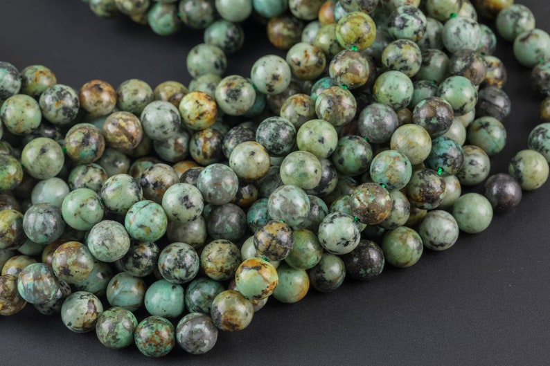 Natural African Turquoise Turquiose Round. 4mm, 6mm, 8mm, 10mm, 12mm Wholesale Bulk or Single Strand Full 15.5 Inch Strand Smooth image 3