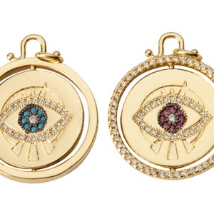 protective eye coin charm on heavy tiffany