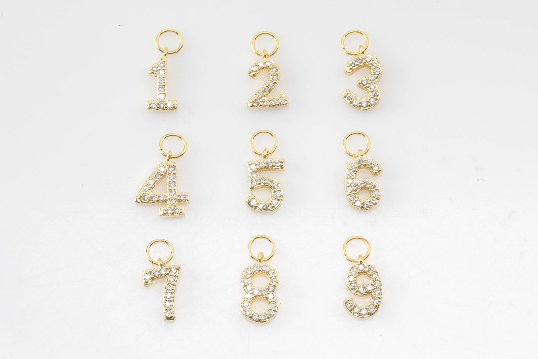 Initial Numbers Charms Gold Plated - Very Dainty and High Quality ...