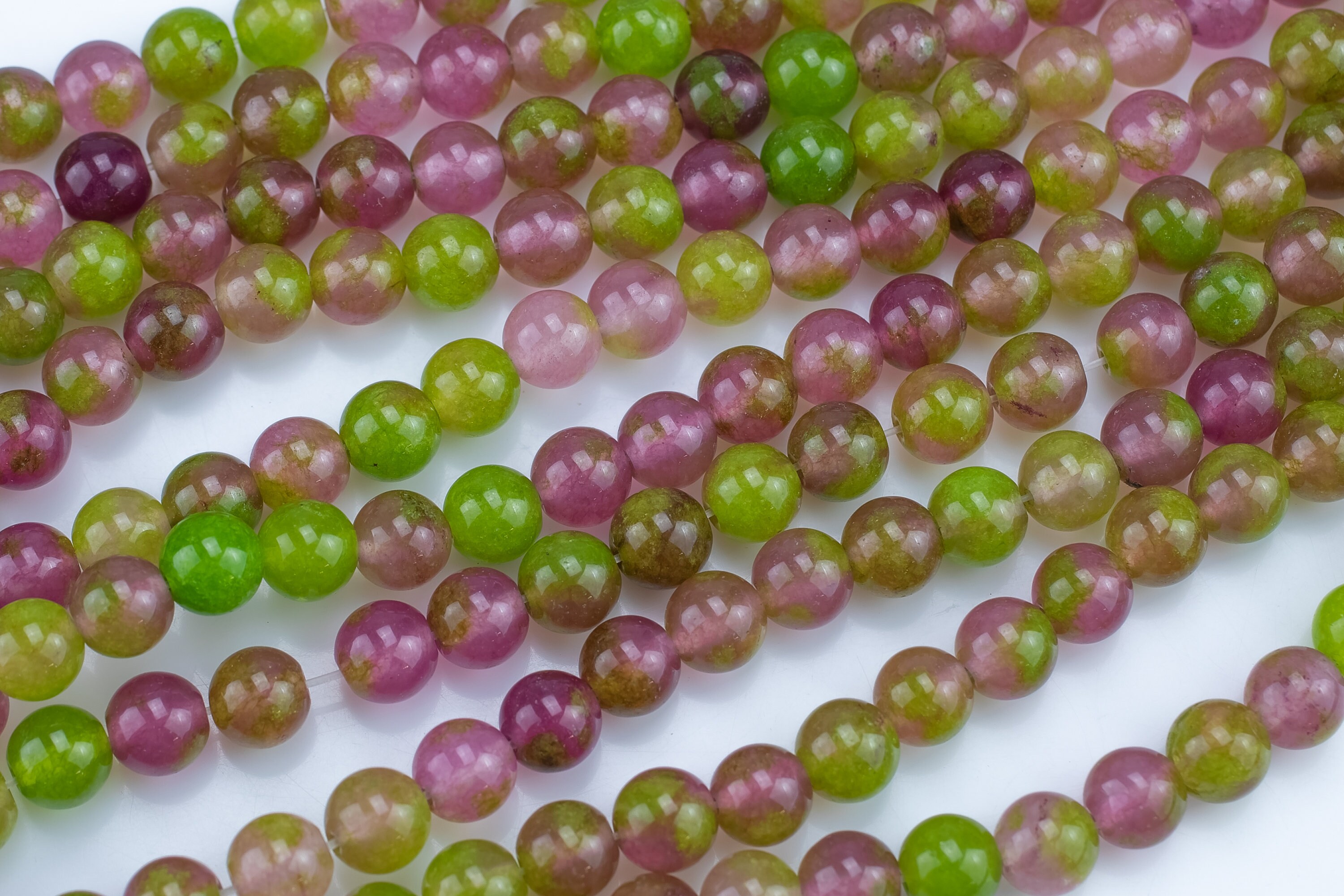Watermelon JADE Smooth Round 6mm 8mm 10mm 12mmfull Strand Etsy