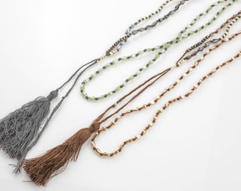 Eddie With Tassel- Long Knotted Necklace- Perfect for Layering