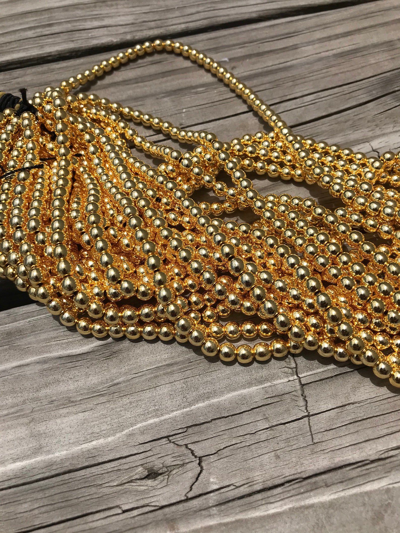 14kt THICK GOLD COATED Hematite Smooth Round 2mm 3mm 4mm 6mm 8mm 10mm Very High Quality Gold