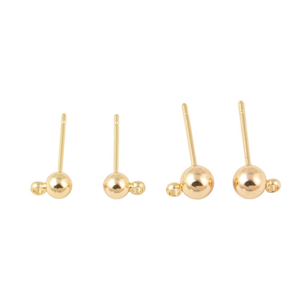 Gold Filled Coin Ball Stud Finding - 14/20 Gold Filled- USA Product- 4mm or 5mm 1 pair per order