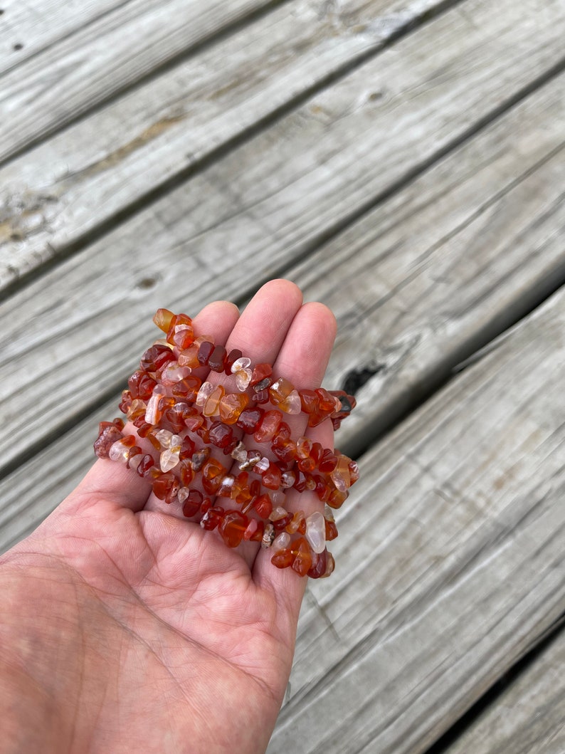 Carnelian Bracelet Stretchy String Bracelet Natural Gemstone Chips Bracelets Pre-charged Handmade Jewelry image 7