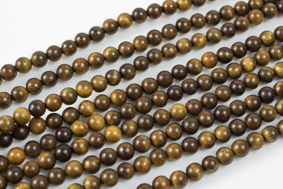 Natural Phoebe Zhennan Wood. 6mm or 8mm or 10mm Round. Full Strand