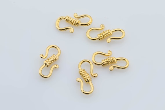 6 pcs 8x15mm 14K Gold S Hook Clasp for Bracelet Necklace Jewelry Making  Supply- 6 pcs per order