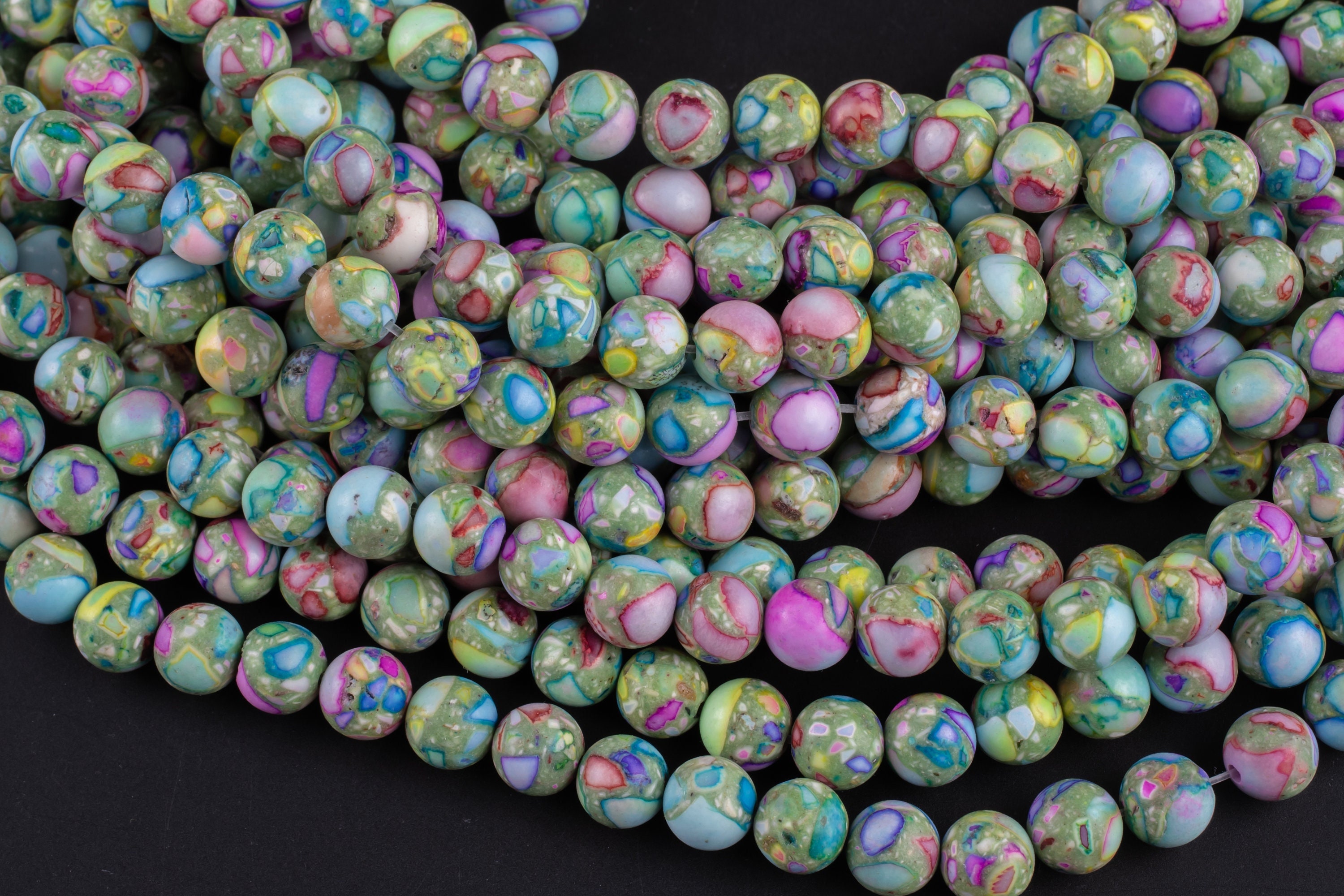 Mosaic Jasper Smooth Round Beads 4mm 6mm 8mm 10mm Aka Snake Etsy