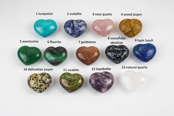 Gemstone Hearts Heart Shaped Healing Stones Turquoise Lapis Sodalite Amethyst Jasper Rose Quartz Aventurine Dalmatian Jasper Obsidian Etsy