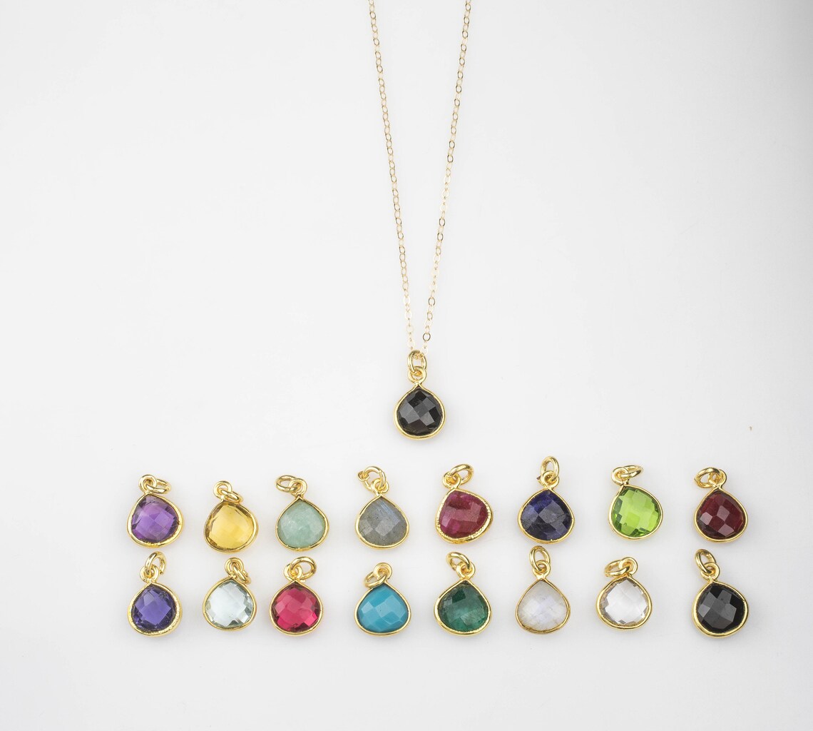 Gold Filled Birthstone Necklace 14k Gold Filled Chain Etsy