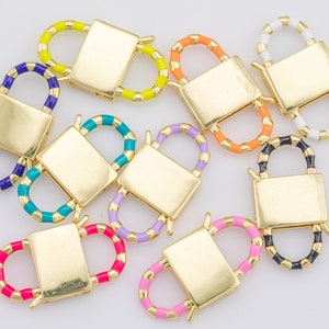 1 pc 14k Gold  Clasp clicker Clasp, 14x26mm, Enamel double Clicker ends, Bracelet Necklace Clicker Connector