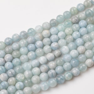 Natural WHOLESALE Faceted Blue Aquamarine Beads in Faceted Round Beads Full Strands 4mm 5mm 6mm 8mm 10mm 12mm Grade AB image 3