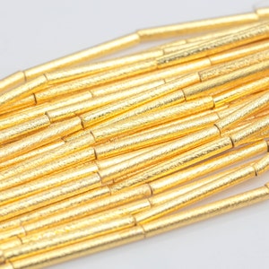 Brushed Gold Copper Straight Tube, 20mm or 30mm! 8 Inch Strand- Perfect for Leather Ends or spacers.