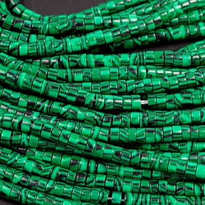 Malachite Jasper Heishi Discs Beads 2x4mm 3x6mm 15.5&quot; Strand