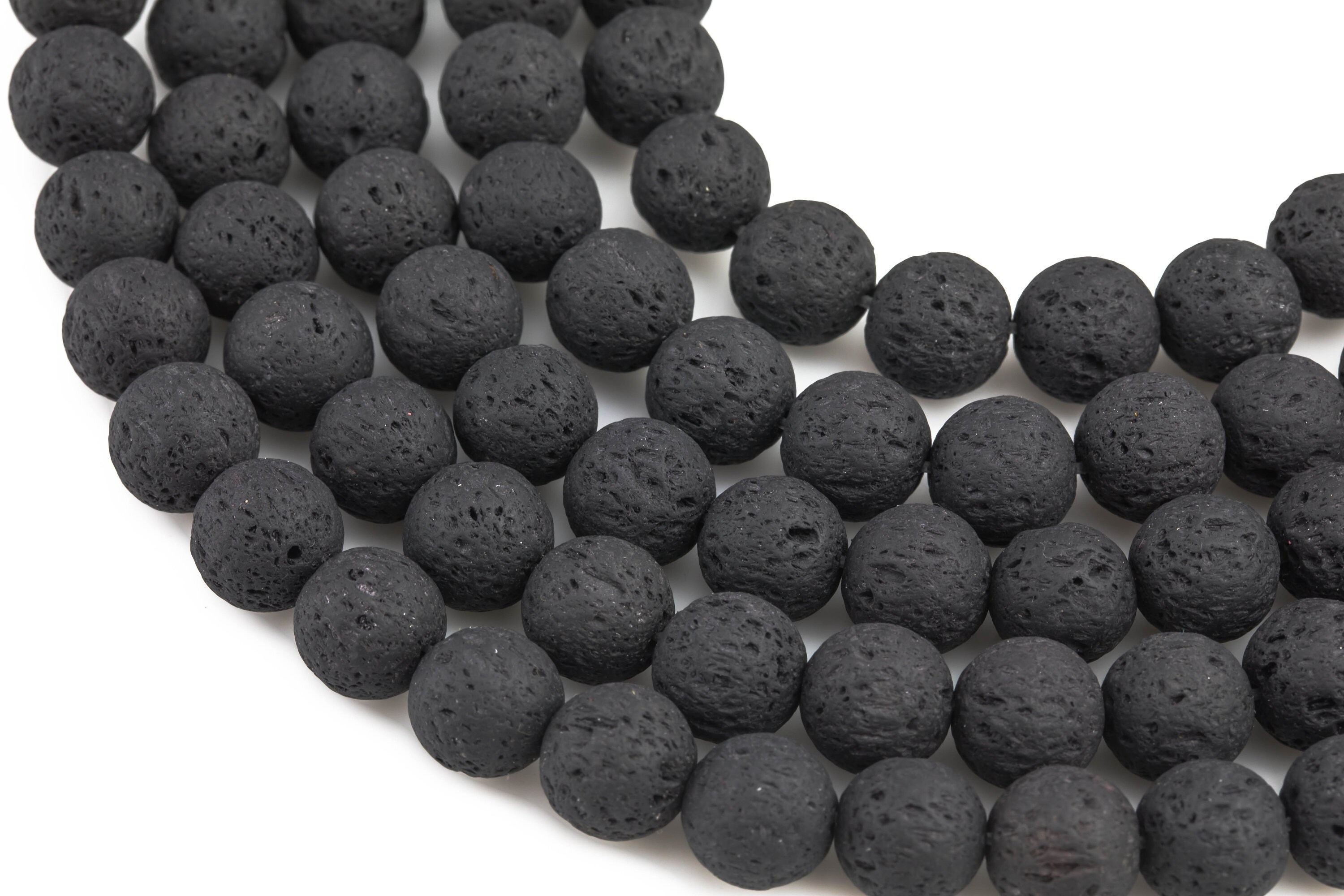 Natural Lava Rocks Diffuser Oil Round Beads - Lava Beads for Essential Oil  - A Qual Full 15.5" Strand 4mm 6mm 8mm 10mm 12mm 14mm -Wholesale