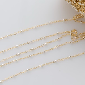14kt Gold Filled 1.5mm Satellite Chain with 1.8mm Sterling silver Beads - Chain for Permanent Jewelry - USA made-Permanent Jewelry Chain