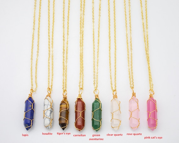 Crystal Necklace Rose Quartz Quartz Lapis Howlite Tiger's Eye