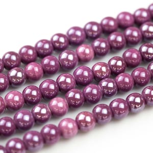 6mm 8mm 12mm Ceramic Smooth Round-11.5 inches per strand- Ruby