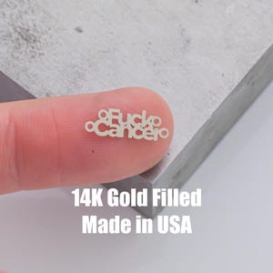 Fuck Cancer Dubbel Loop Permanent Smyckeskoppling - 14kt guldfyllt eller Sterling Silver - Tillverkad i USA