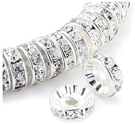 Silver Plated Jewelry Beads Clear Silver Rhinestone Beads Rondelle Spacer  Beads Bracelets – the best products in the Joom Geek online store