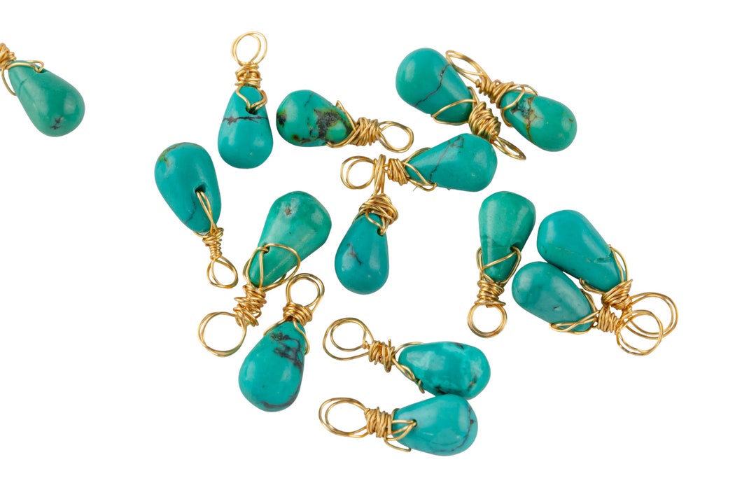 USA Gold Filled Natural Turquoise Charms Drop Pendant Handmade Approx