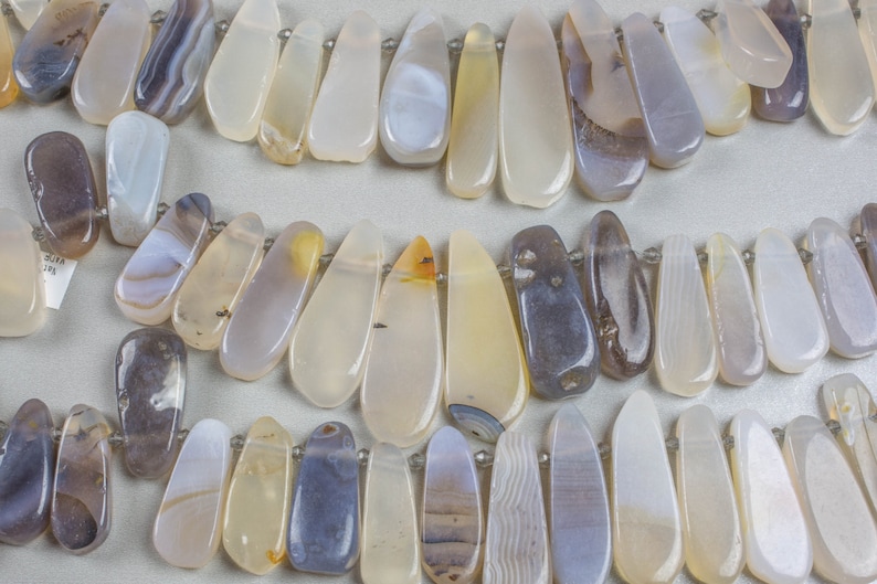 High Quality 12*28mm Free Form Drops Beads Full Strand 16-22 Pieces Natural Banded Agate