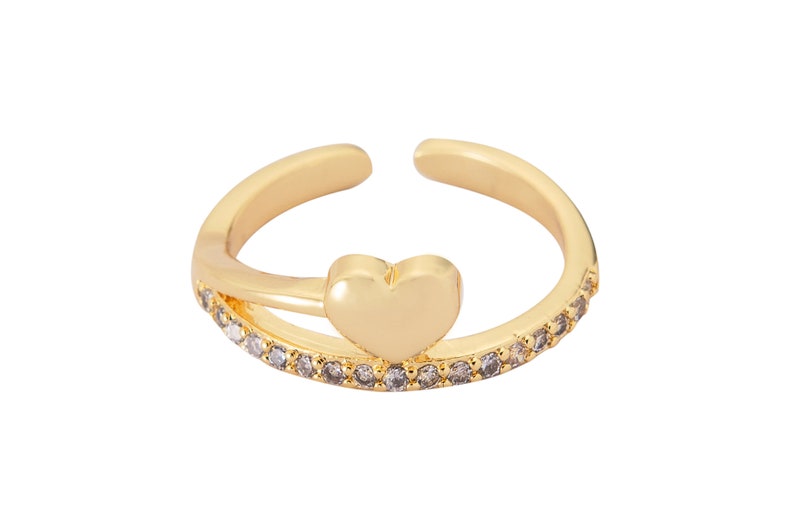 Minimalist Cz Ring Dainty Jewelry Adjustable Ring Gold Open Ring Micro Pave Ring 1 pc Gold Ring Heart Dainty Ring