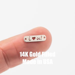 Conector de tag I Love You Conectores de joias permanentes Conectores de ouro 14K preenchidos ou conectores de prata esterlina 925 preenchidos com ouro Fornecimento por atacado