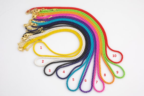 Enamel Chain Box Chain Necklace Enamel 