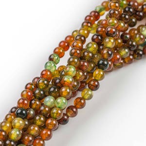 6mm- JADE Smooth Round- Single or Bulk- 15.5&quot; Fire Agate