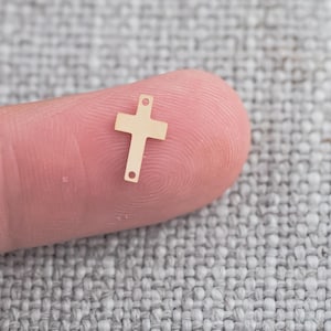 2pcs Cross Connectors - 14Kt Gold Filled or Sterling Cross Connectors Religious Link Bracelet or Necklace Permanent Jewelry