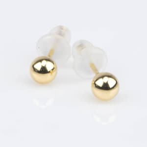SOLID 14K Gold Ball Earrings, 3MM, 4MM, 5MM, 6MM, 7MM, 8MM ,Ball Earring Studs, Gold Push Back Studs Woman, Kids Genuine Gold Ball