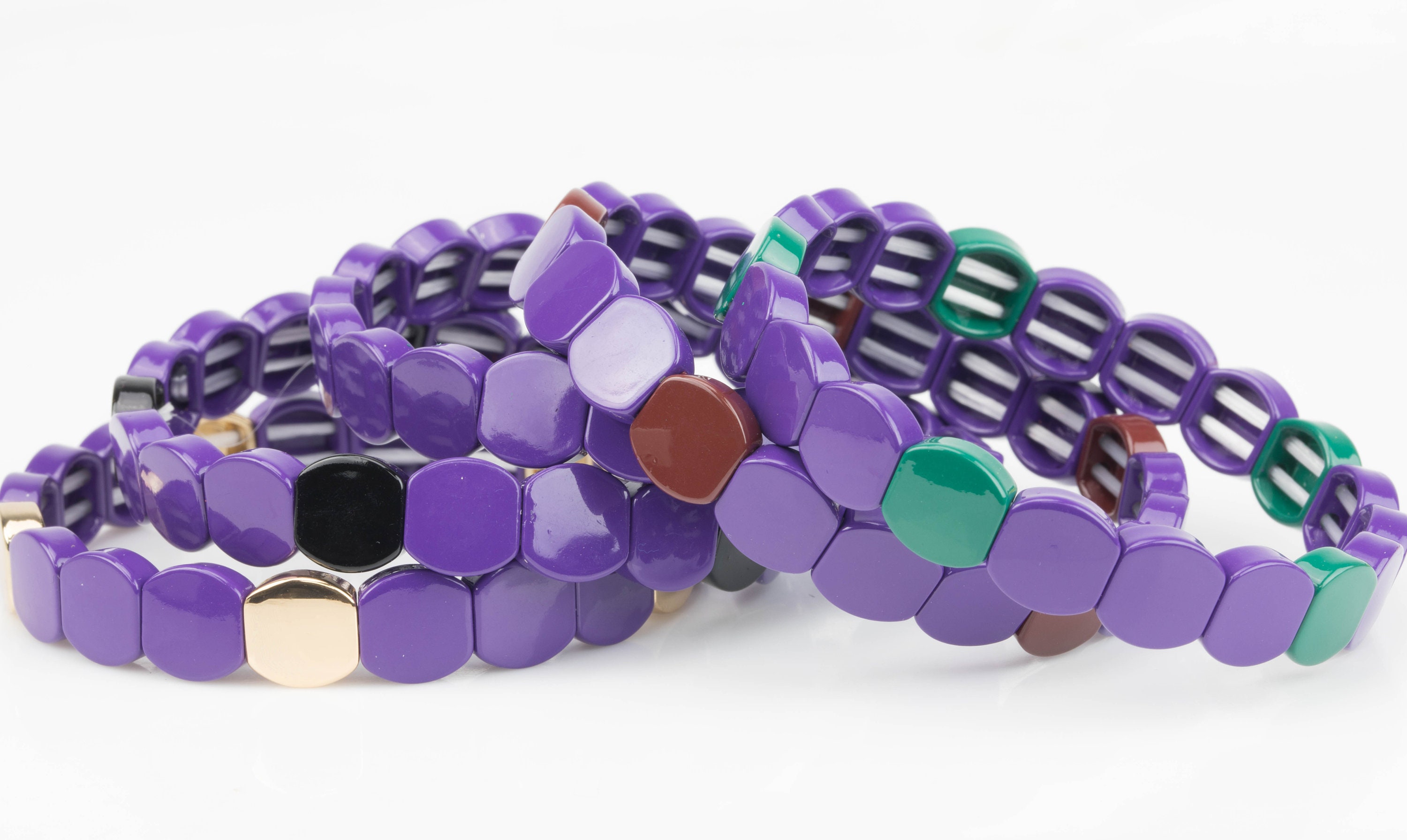 伸縮性のあるブレスレット オーバル パープル 7-7.5インチ - 卸売価格