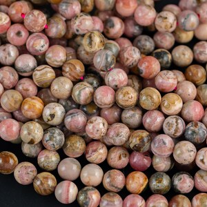 thumbnail image 2 of Natural Pink Rhodochrosite Bead – 12mm Round Genuine Stone – Single Bead #14343 2 of 3
