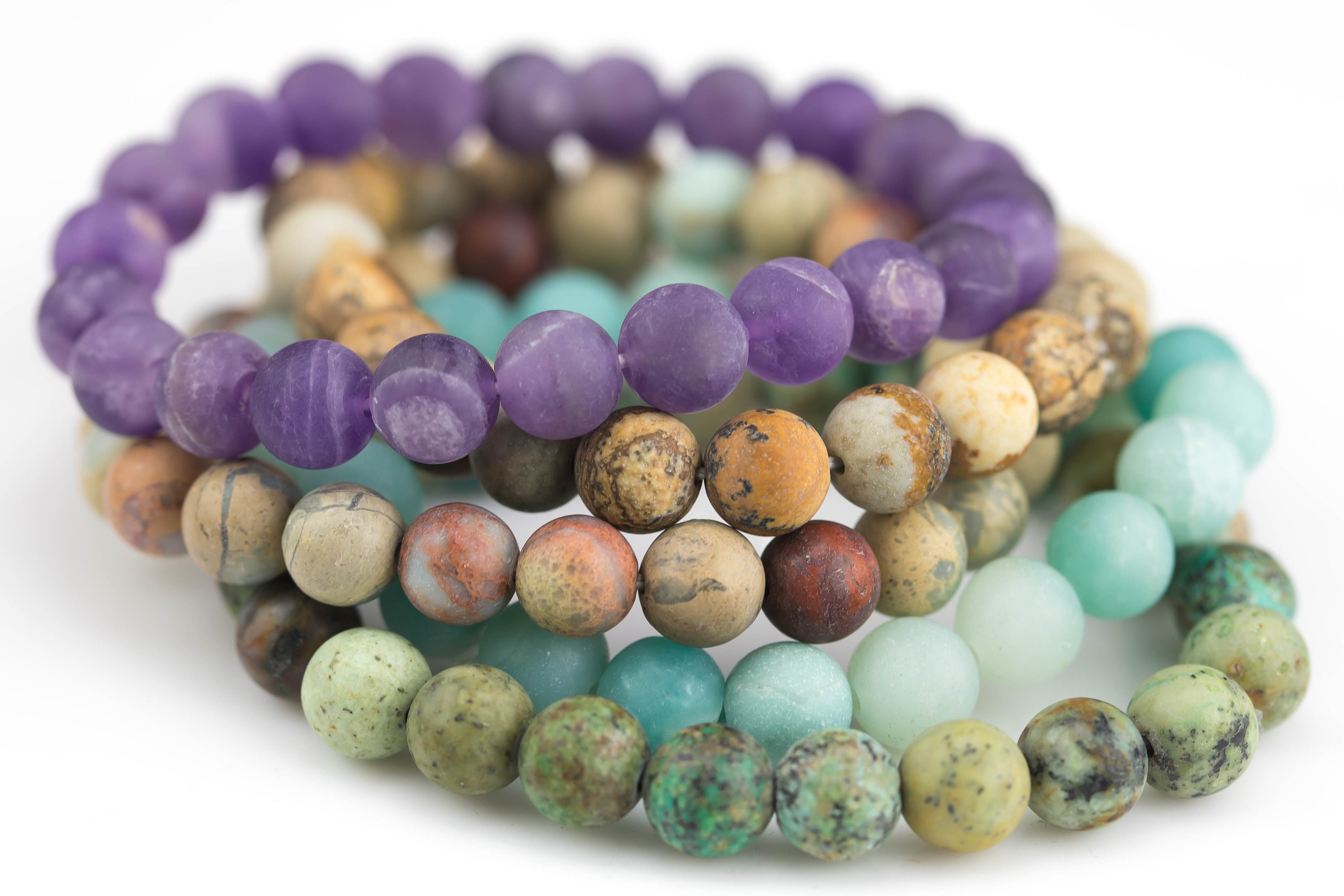 ブレスレット SK8ER ROCK Multi-beads gemstone bracelet 004 Bracelet Light Snakeskin Serpentine Aqua Terra Jasper