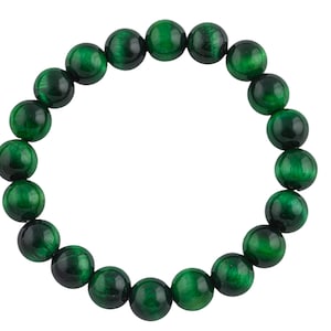 Green Tiger's Eye Bracelet Round Size 6mm and 8mm Handmade In USA Natural Gemstone Crystal Bracelets Handmade Jewelry approx. 7 image 1