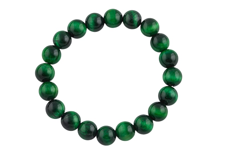 Green Tiger's Eye Bracelet Round Size 6mm and 8mm Handmade In USA Natural Gemstone Crystal Bracelets Handmade Jewelry approx. 7 image 1