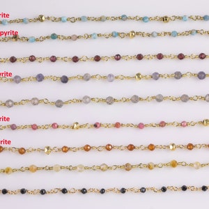Natural Gemstone Beaded Chain Labradorite Spinel Rhodonite Aquamarine Yellow Opal Garnet Turquoise Hessonite Aquamarine 2mm sold by foot