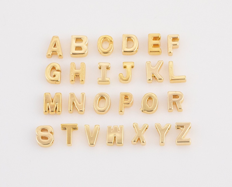 Tiny Dainty Letter Beads Alphabet Letters 14k Gold Letter Beads image 1