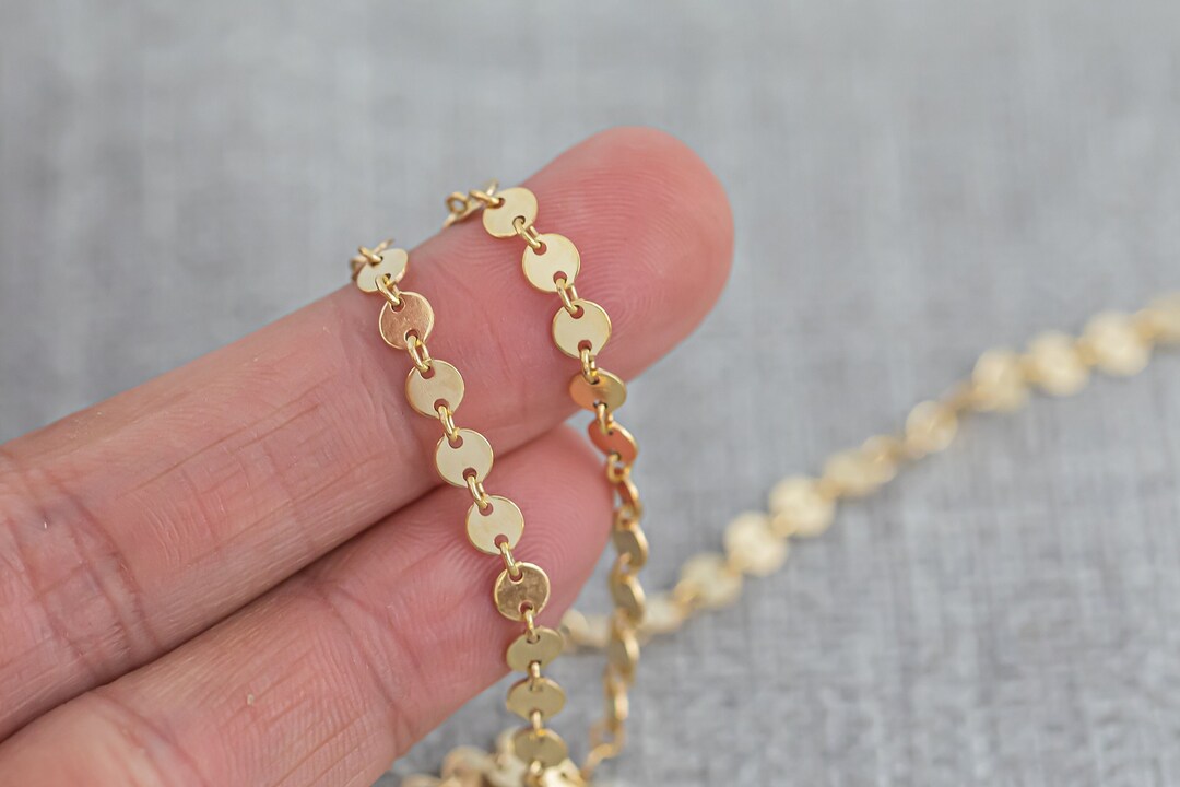 Sequin Disc Chain - 14K Gold Filled Chain by the Foot - USA Made ...