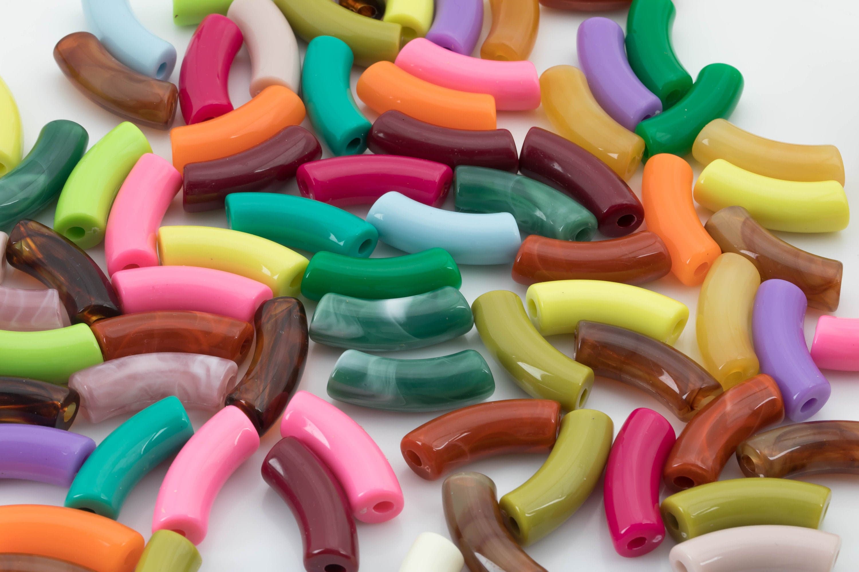 6pc Curved Tube for Bracelet Making Acrylic Bamboo Beads Etsy