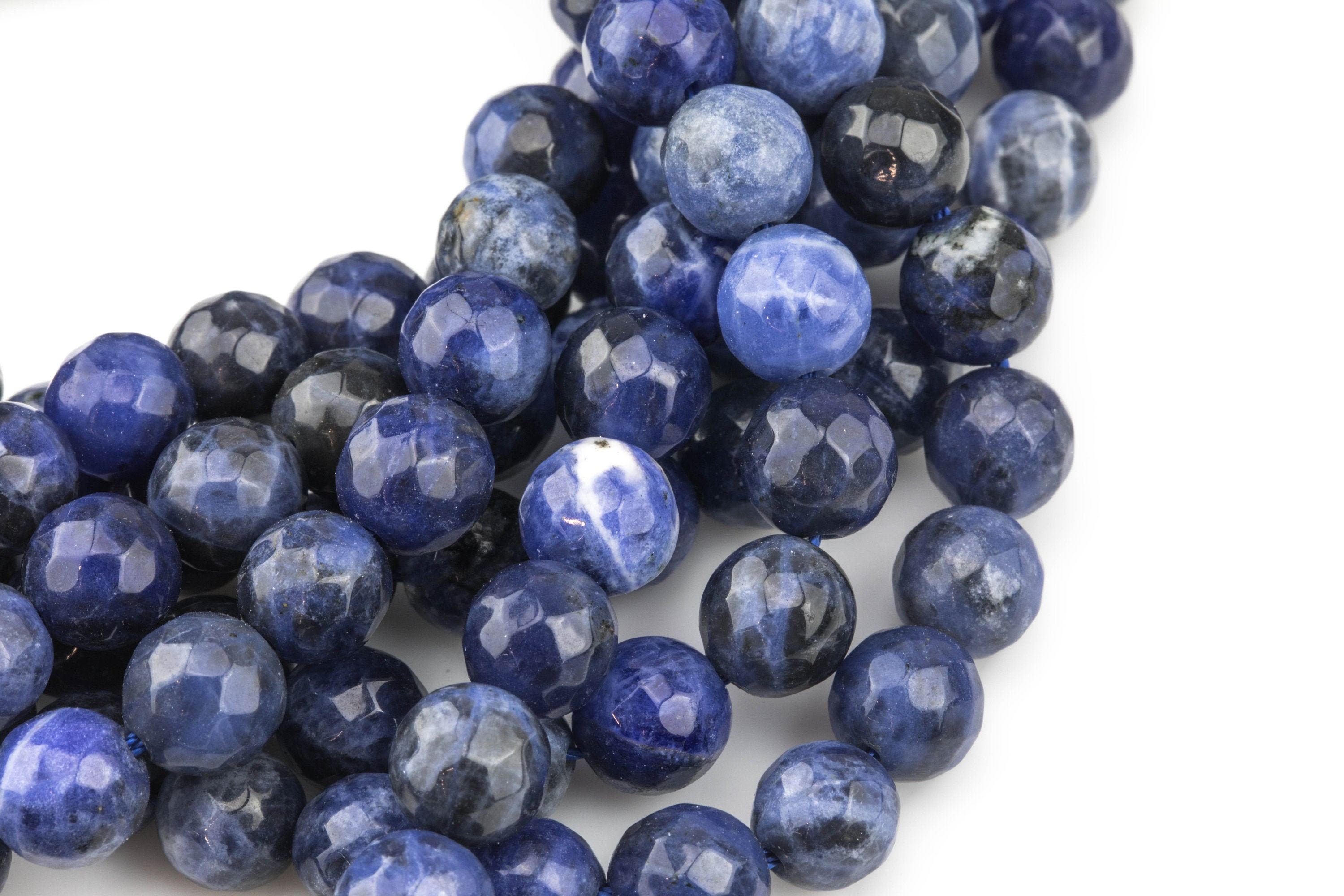 Natural Dark Blue Sodalite, High Quality in Faceted Round, -full Strand ...